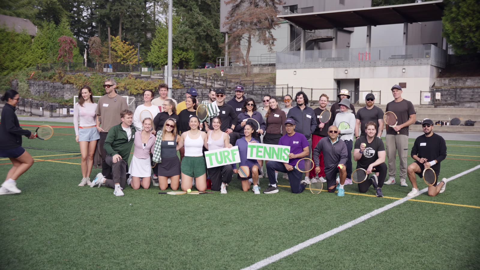 Session players together on the turf field